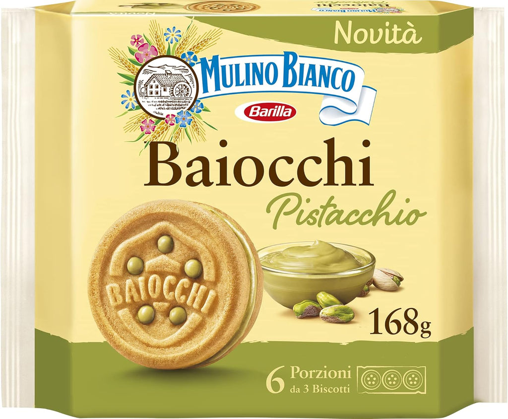 Mulino Bianco Biscuits, Pistachio Cream Filled, 168g