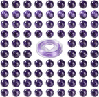 BEEFLYING 100 Pcs 8mm Natural Charoite Gemstone Beads Round Stone Beads with Elastic Crystal Thread for DIY Stretch Bracelet Necklace Making Kit