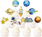 Ercadio 36 Pack Space Astronaut Cupcake Toppers Space Boy Moon Rocket Planet Cupcake Toppers Earth Planet Cupcake Picks Space Theme Gender Reveal Birthday Shower Party Supplies