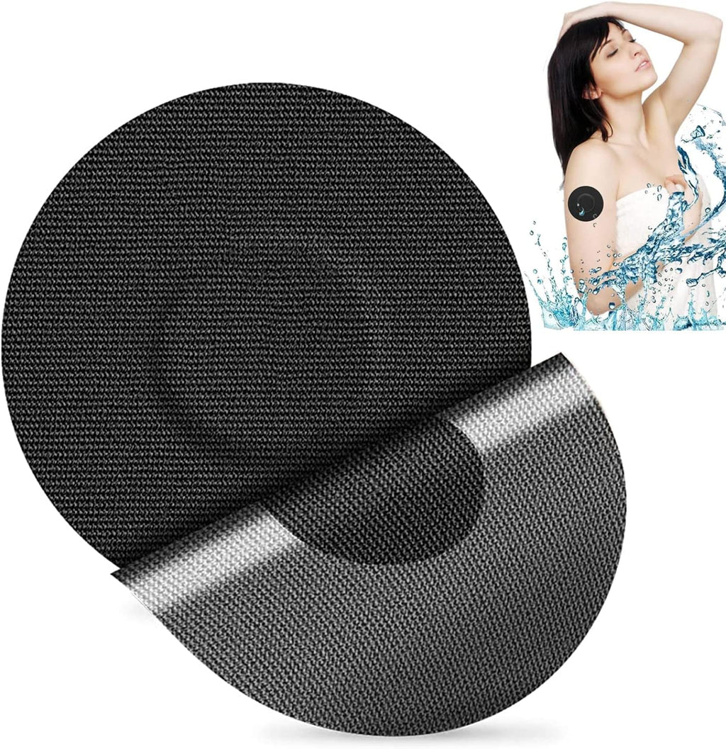 Sensor Covers for Freestyle Libre, 30 PCS Waterproof & Sweatproof Sensor Adhesive Patches, Precut CGM Sensor Overpatch Tape with No Glue On The Center, Continuous Glucose Monitor Protection (Black)