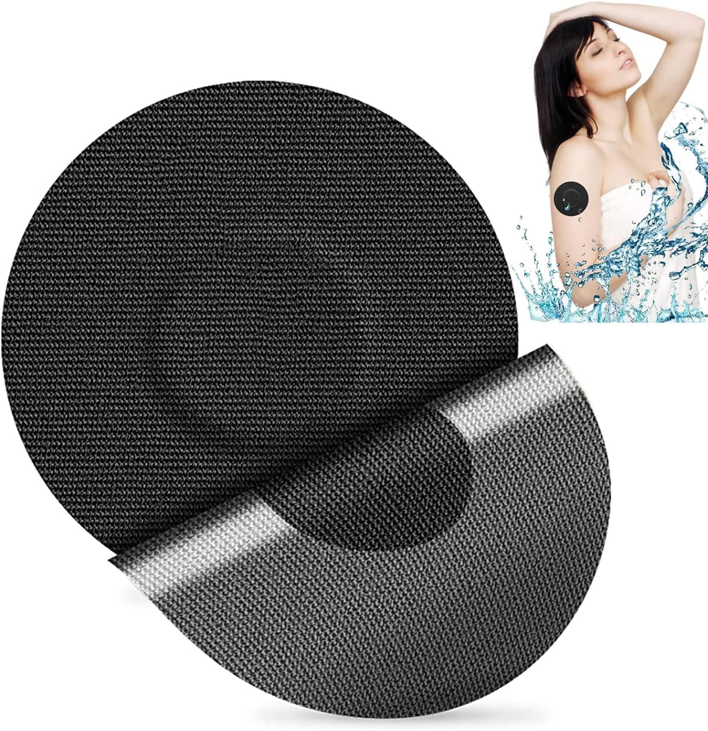 Sensor Covers for Freestyle Libre, 30 PCS Waterproof & Sweatproof Sensor Adhesive Patches, Precut CGM Sensor Overpatch Tape with No Glue On The Center, Continuous Glucose Monitor Protection (Black)