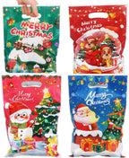 Christmas Gift Bags with Handles - 50 Pcs Christmas Treat Bags, Xmas Goodie Bags Bulk Plastic Snowman Small Candy Goody Cookie Snack Favor Tote Bag for Winter Xmas Holiday Party Favors Supplies