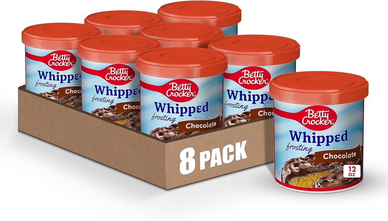 Betty Crocker Whipped Chocolate Frosting, Gluten Free, 12 oz (Pack of 8)