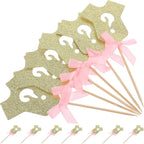 ABOOFAN Gender Reveal Cake Cupcake Toppers Set of 6 Pink Question Mark Picks Shower Party Decorations Dessert Appetizer Picks for Boy Or Girl Celebration