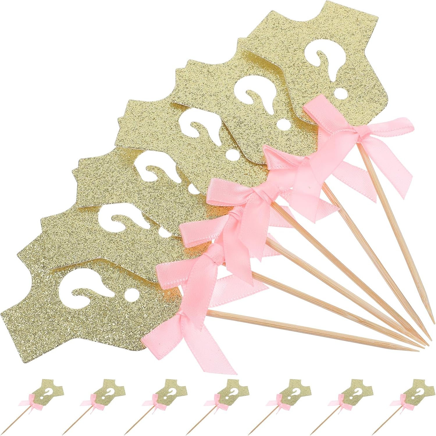 ABOOFAN Gender Reveal Cake Cupcake Toppers Set of 6 Pink Question Mark Picks Shower Party Decorations Dessert Appetizer Picks for Boy Or Girl Celebration
