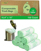 bioMat Compostable Trash Bags 1.2 Gallon, 150 Count, Small flat top Kitchen Food Scrap Bin Liners, BPI, CMA and OK Compost HOME certified, Meets the ASTM D6400 Standard