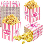 Mini Popcorn Boxes for Parties, 100 Pack – 3×4 Inch Pink & White Striped Popcorn Bucket Boxes, Snack Bowl Containers for Movie Night, Candy Bar, Birthday & Events