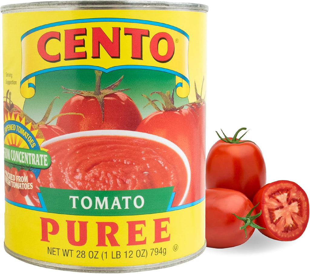Cento Tomato Puree, 28 Oz, Thick Puree from Red, Ripe Tomatoes on the Vine, Seeded & Strained, Not from Concentrate for Marinara, Pasta, Salsa, Soup, Pizza Sauce - Gluten-Free, BPA Free, Non-GMO