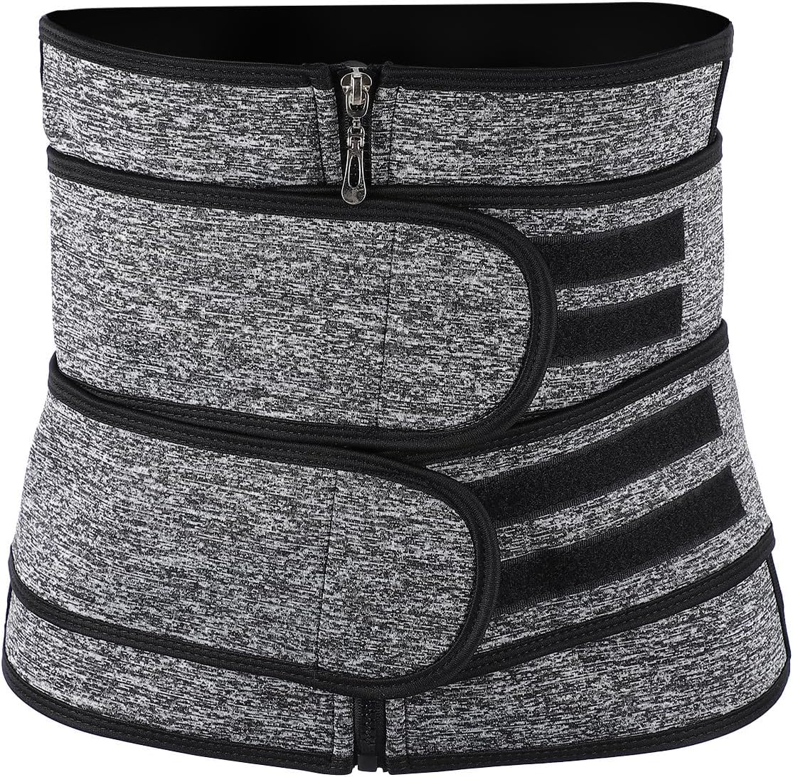 Yardwe Adjustable Zipper Waist Training Belt Breathable Fitness Abdominal Support Staylace for Women Workout and Waist Slimming Gray S