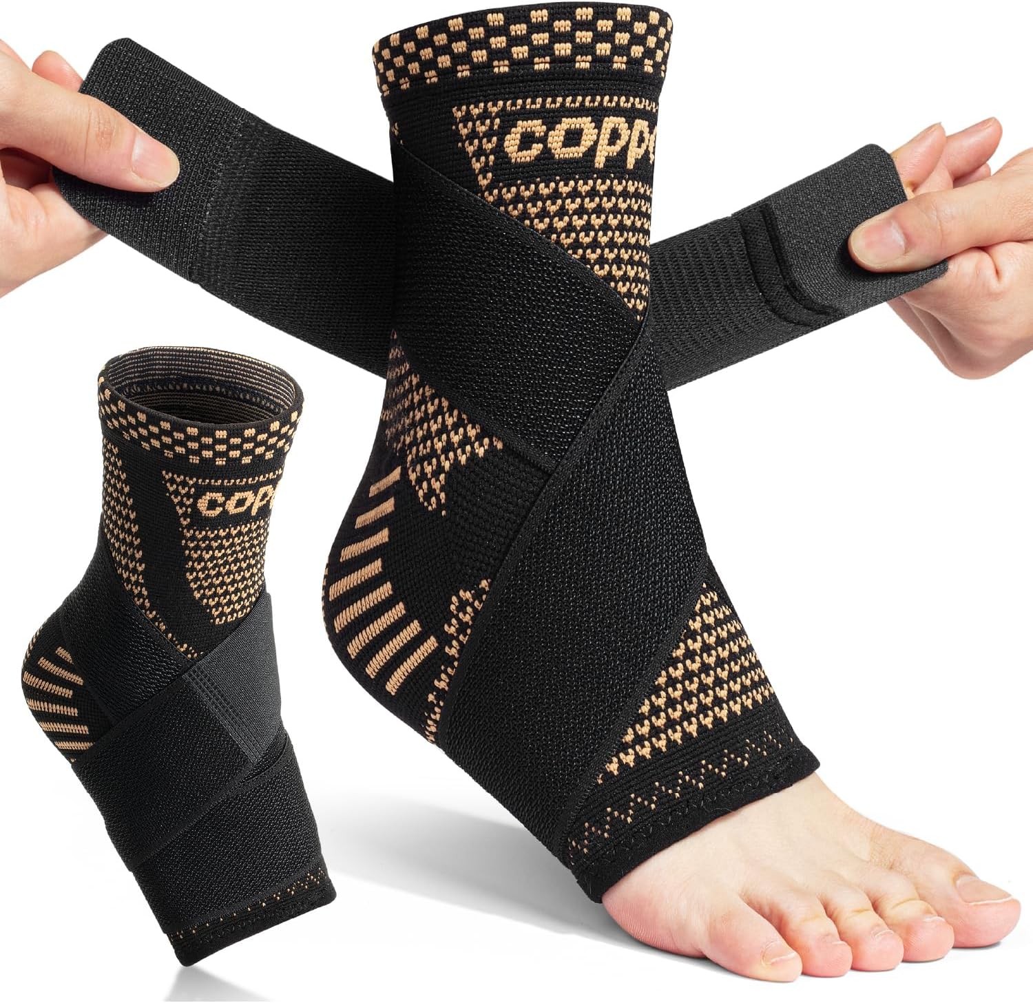 DR JK- Ankle Brace for Women and Men, X-Large, 1 Pair, Grey and Black, Adjustable Compression Sleeve, Soft Straps for Achilles Tendonitis Relief, Sports Protection, Achilles Tendonitis Brace