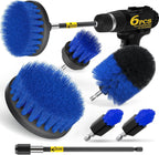Holikme 6Pack Drill Brush Power Scrubber Cleaning Brush Extended Long Attachment Set All Purpose Drill Scrub Brushes Kit for Grout, Floor, Tub, Shower, Tile, Bathroom，Scrub Brush Blue