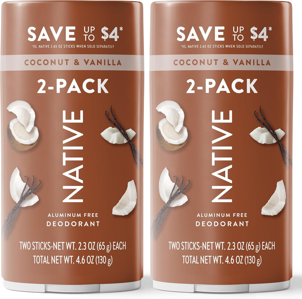 Native Coconut & Vanilla Twin Pack Deodorant Bundle 2 x 2.3 oz