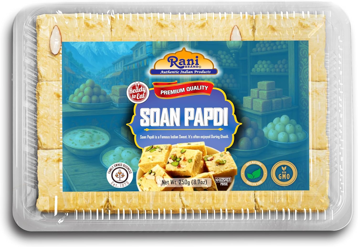 Rani Soan Papdi 8.7oz (250g) Traditional Indian Sweets, Ready to eat ~ All Natural | Non-GMO | Kosher | Indian Origin