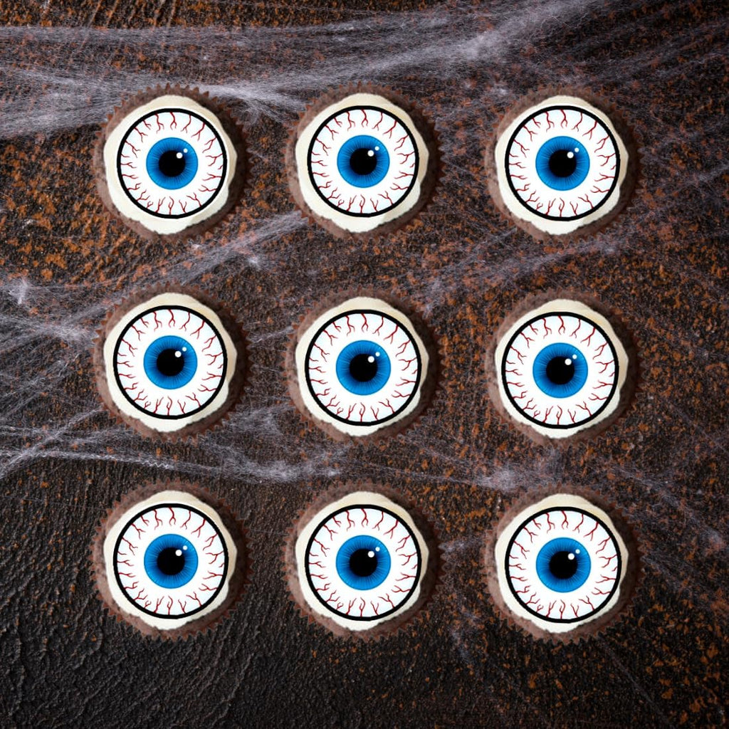 Eyeball Edible Cupcake Toppers, Eyeballs Edible Cake Decorations, Jumbo Googly Eyes for Cupcake Decorating, Halloween Cake Decorations, Halloween Spooky Eyes for Cookies 48 x 4cm / 1.5 inch PRECUT