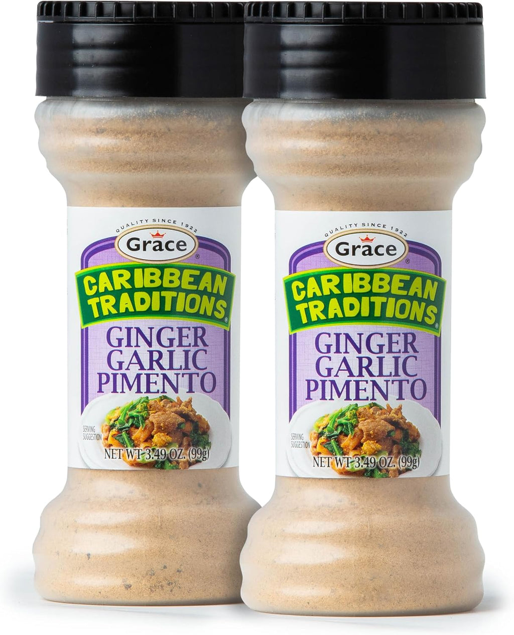 Grace Caribbean Traditions Ginger Garlic Pimento Seasoning - 2 Pack Jamaican Allspice Seasoning & Ginger Seasoning - With Jamaican Pimento Seeds