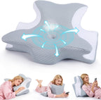 Reading Pillow for Bed, Ergonomic Memory Foam Wedge Pillow for Reading, Lounging & Prone Use, Neck/Back/Chin Support for Sofa, Floor or Bed, Removable Breathable Cover, Grey
