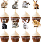Ercadio 32 Pack Rabbit Cupcake Toppers Bunny Cupcake Picks Wild Animal Cupcake Picks Bunny Birthday Cupcake Decorations for Baby Shower Birthday Animal Theme Party Cake Decor Supplies