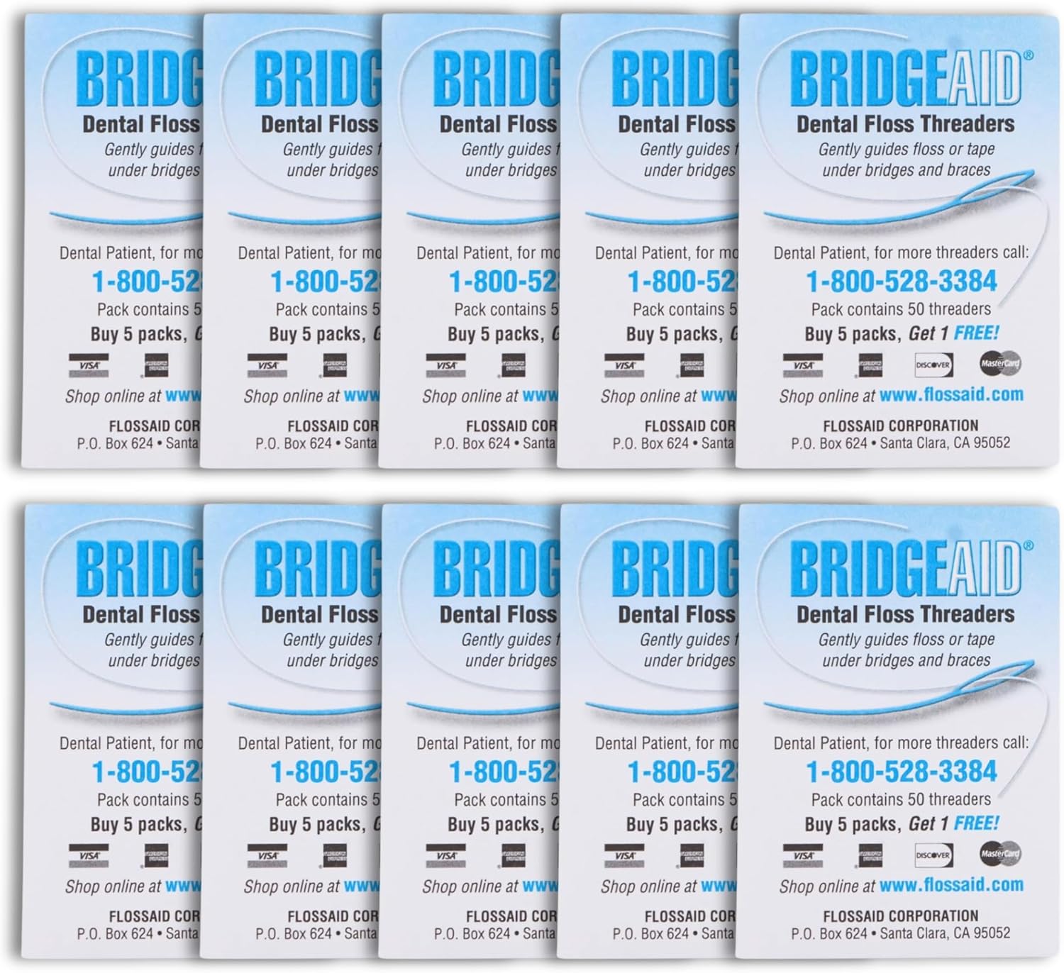 FLOSSAID BridgeAid Threaders 2 packs of 50 (100 Threaders)