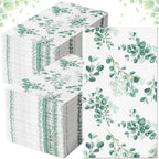 170 Pcs Greenery Paper Napkins, 3-Ply Eucalyptus Leaves Disposable Hand Towels for Bathroom Decorative Paper Guest Dinner Napkins for Wedding Baby Bridal Shower Spring Party Supplies Table Decor