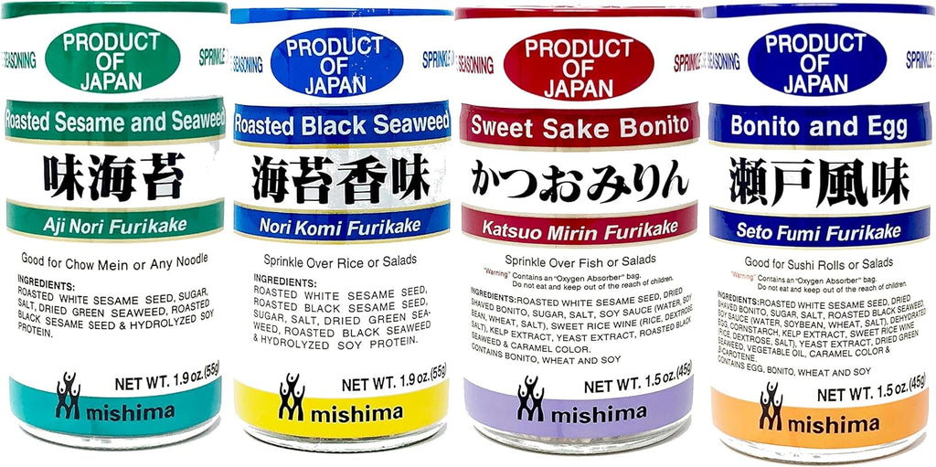 Mishima Rice Seasoning Furikake Variety Pack | 4 Flavors | Product of Japan