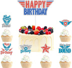 Air Force Club Cake Toppers 7-Piece Set Fighter Themed Happy Birthday, Boot Camp Party, Kids Boys and Girls Pilot Birthday Party, Baby Shower Party Jet Decorations. LIANGSS