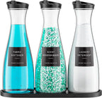 Galasily 3 Pack Laundry Detergent Dispenser Container with Tray, 54OZ Liquid Laundry Soap Dispenser with 12 Labels, Black Laundry Room Organization for Powder, and Fabric Softener