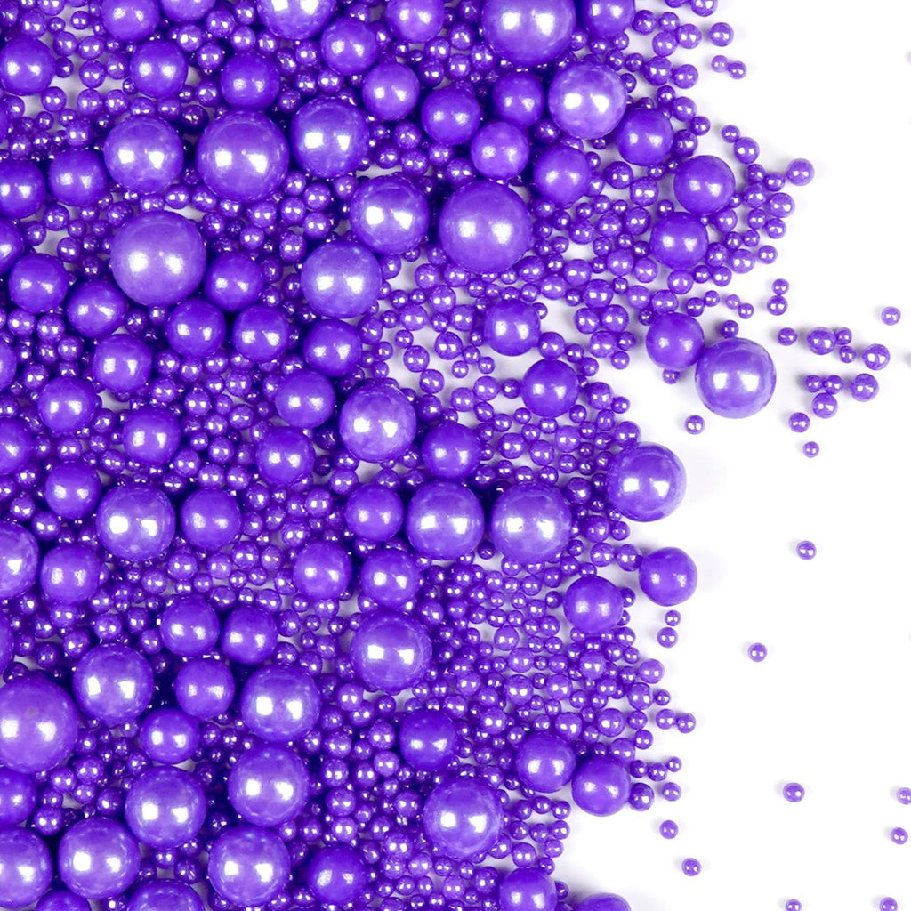 Purple Pearl Sprinkles for Cake Decorating, 150g/5.29oz Mix Size, Edible Pearl Candy, Purple Sugar Sprinkles, Pearl Cake Decoration, Cupcake&Cookies Topper, Easter, Holiday, Wedding Party Supplies