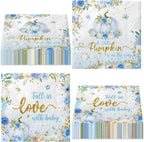 A Little Pumpkin is On The Way Napkins 40Pcs Little Pumpkin Napkins Pumpkin Baby Shower Party Decorations Fall Pumpkin Floral Paper Napkins for Boys Girls Baby Shower Gender Reveal Party (Blue)