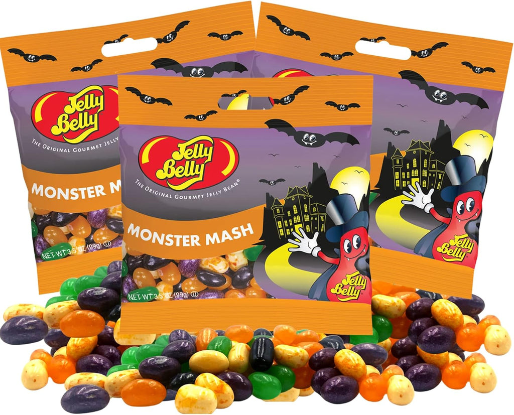 Sweetzo Monster Mash Jelly Beans Assorted Flavors Halloween 2024 Candy, Vegetarian, OU Kosher, Treat Candies (Pack of 3)