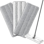 Flat Mop Pads, 3 Pack 13" X 4.9" Washable Microfiber Squeeze Cleaning Mop Heads Replacement