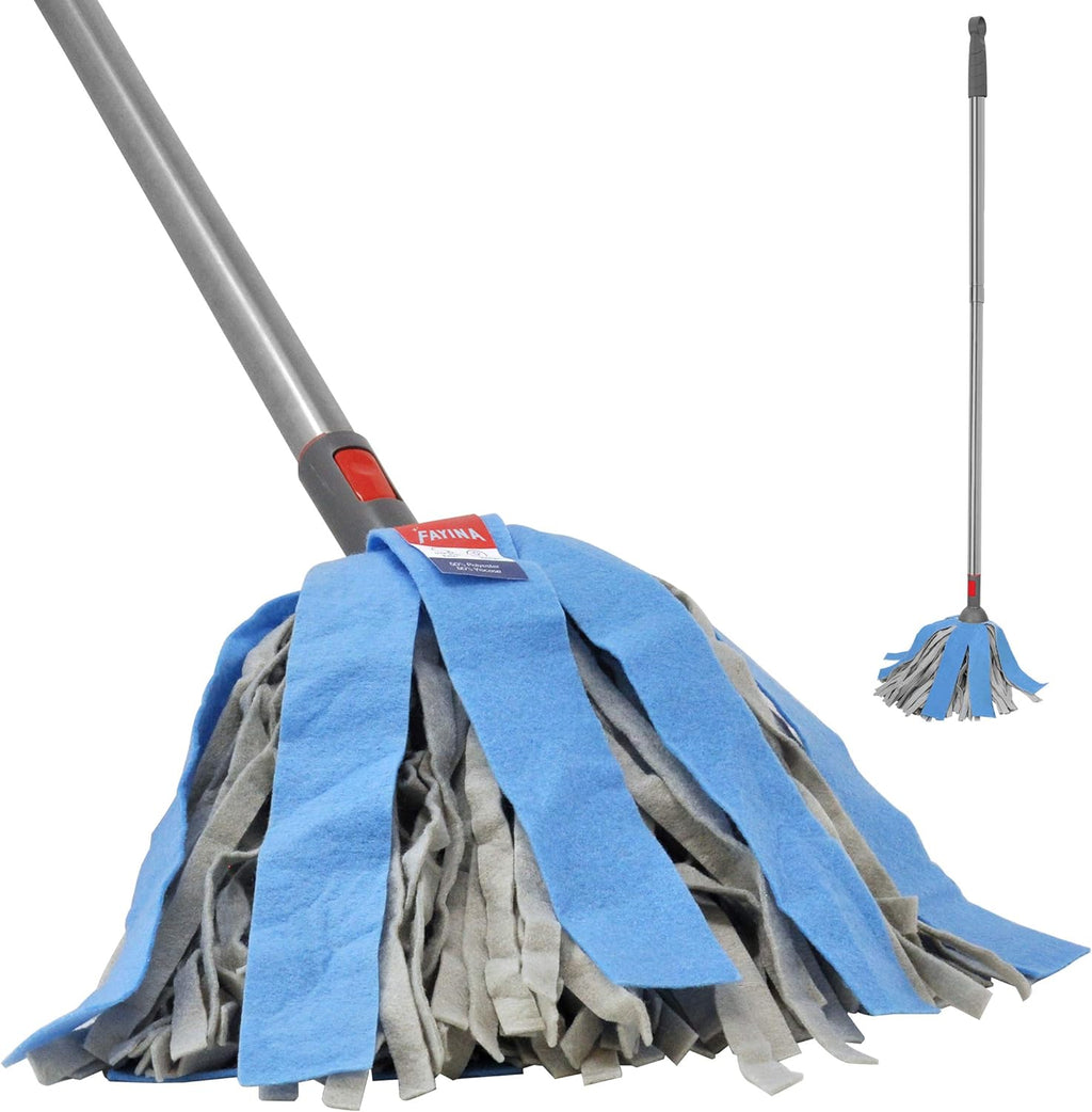 Premium Viscose Wet Mop for Hardwood, Laminate, Tile Flooring with Stainless Steel Handle Extendable up to 56 Inches