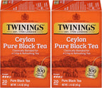 Twinings Ceylon Pure Black Tea Individually Wrapped Bags, 20 Count (Pack of 2), formerly Ceylon Orange Pekoe, Crisp, Refreshing, Caffeinated, Enjoy Hot or Iced, 20 Teabags