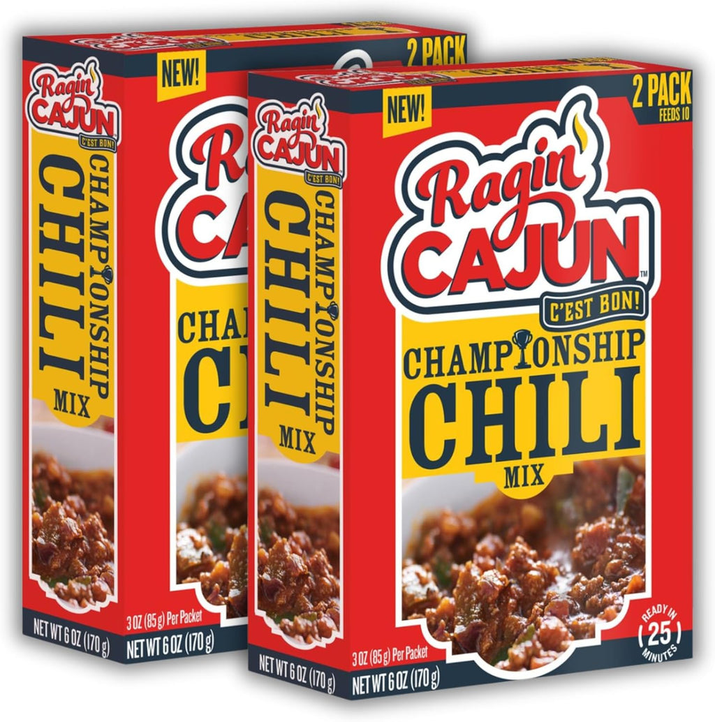 Ragin' Cajun Championship Chili Mix - Pack of 2, Gluten-Free, No MSG - Louisiana Creole Spice Blend for Beef, Pork or Turkey