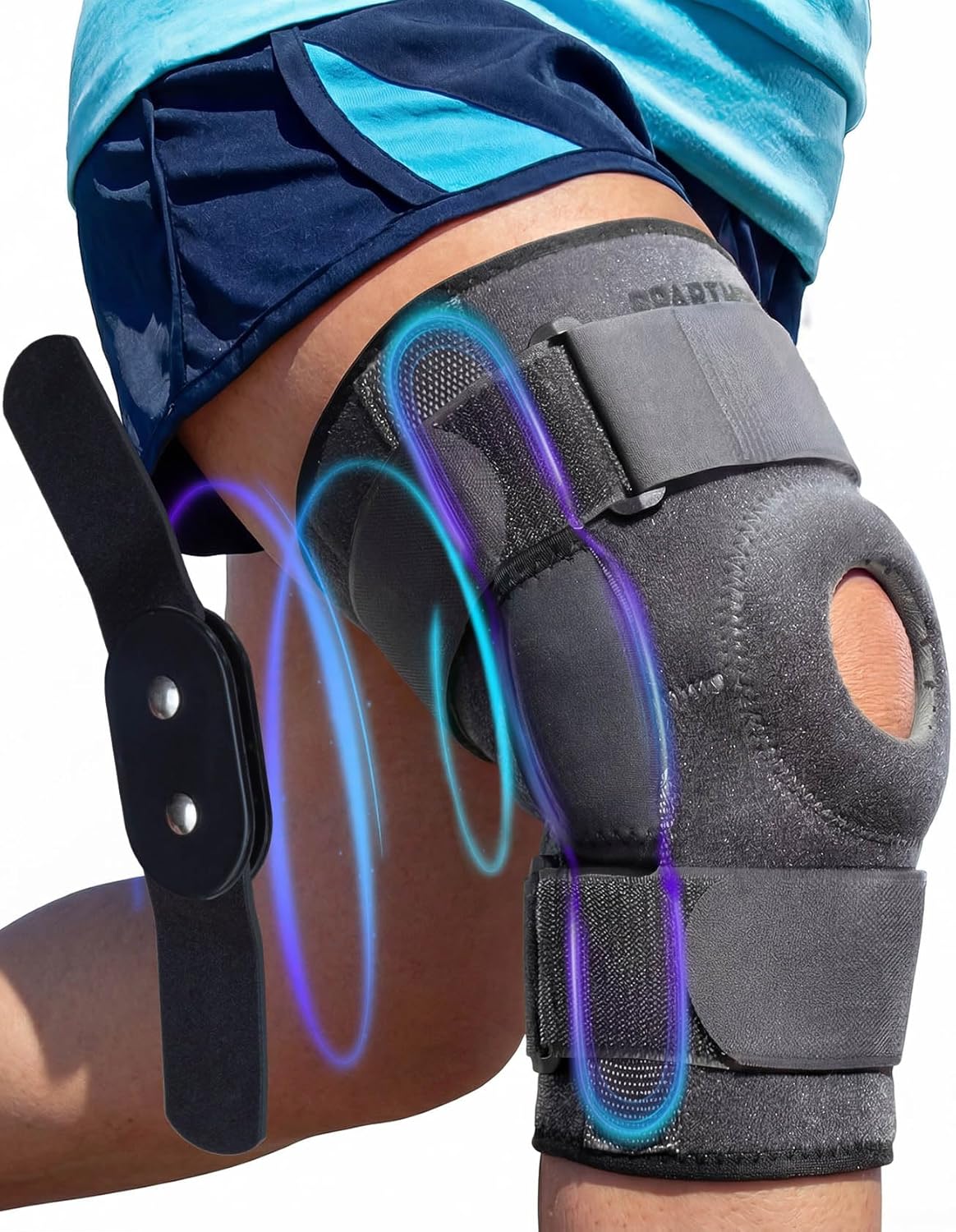 Sparthos Hinged Knee Brace for Larger Legs - Adjustable Stabilizing Support for ACL, MCL, Meniscus Tear, Arthritis - Open Patella - For Men and Women (Plus Size, XXX-Large, Ideal for Thighs 20"-28")