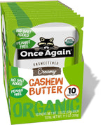 Once Again Organic Cashew Butter Packets - Individual Nut Butter Packets - No Sugar or Salt Added Snack Pouches - Single Serve Squeeze Packs - Vegan, Non-GMO, Gluten Free - 1.15 Ounce Packs, 10 Count