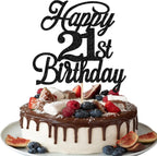 Rsstarxi 1 Pack Happy 21st Birthday Cake Topper Black Glitter 21 & Fabulous Cheers to 21 Years Old Birthday Cake Pick for Celebrating 21st Birthday Anniversary Party Cake Decorations Supplies