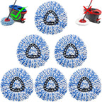 6 Pcs Spin Mop Replacement Heads, 360° Easy Wring Spin Mop 100% Microfiber Refill, Easy Cleaning Spin Mop Heads, 2 Tank System Replace Head for Easy House Cleaning Floor Mopping, Blue&White