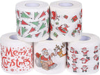 5 Rolls Christmas Santa Claus Toilet Paper Tissue Napkin for Christmas Party Decorations