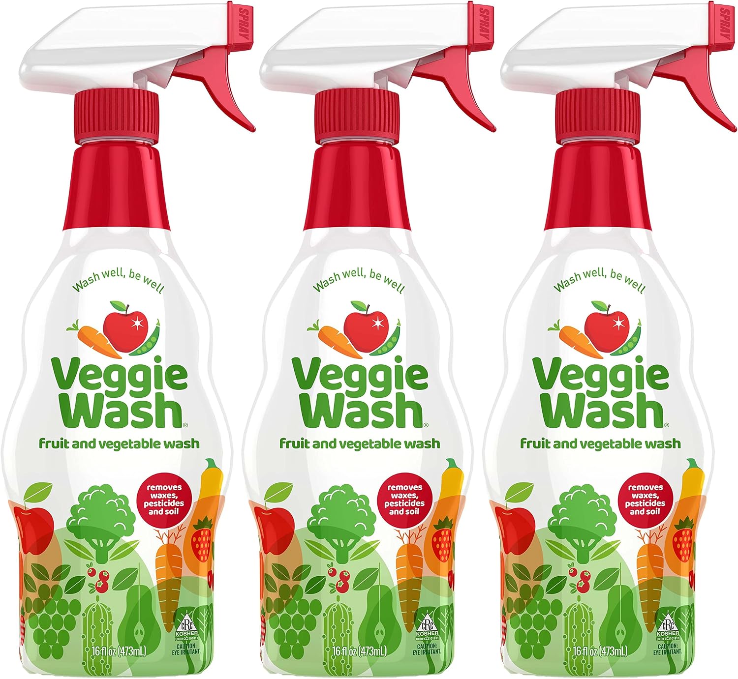 Veggie Wash Fruit and Vegetable Wash, Produce Wash and Cleaner, 16-Fluid Ounce, Pack of 3, Packaging May Vary