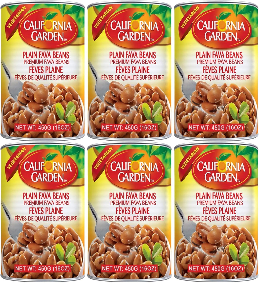 California Garden - Premium Fava Beans, Plain (6 Pack) 15.9oz x 6