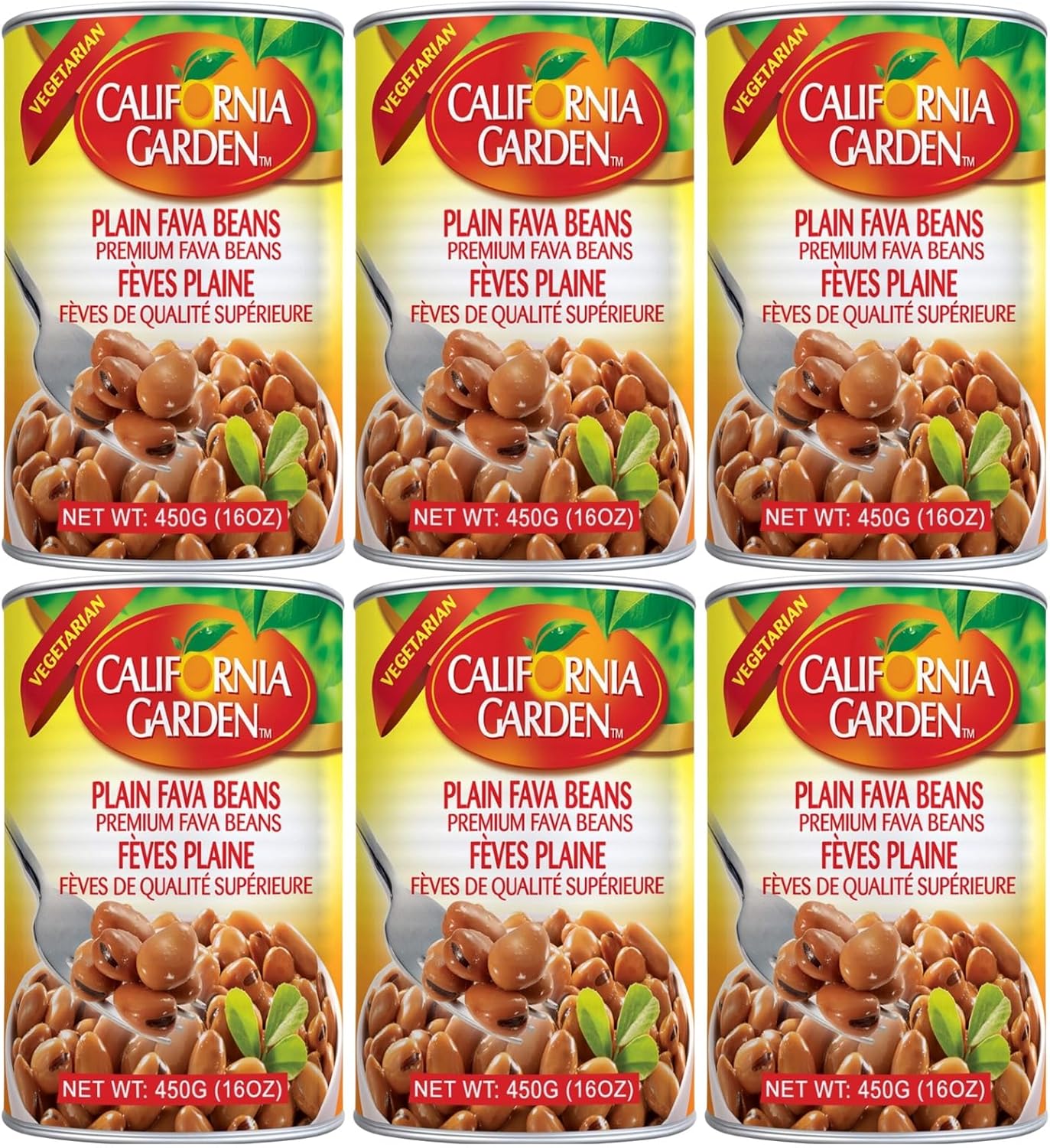 California Garden - Premium Fava Beans, Plain (6 Pack) 15.9oz x 6