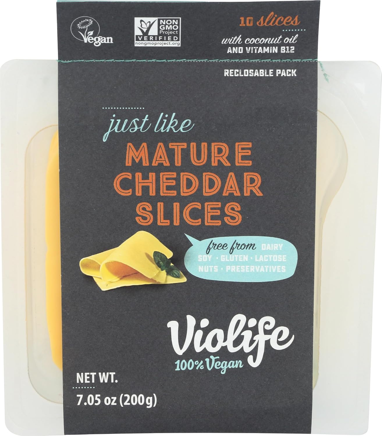 VIOLIFE Mature Cheddar Style Slices, 7.05 OZ