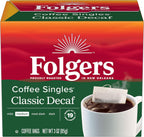 Folgers Coffee Singles Classic Decaf Medium Roast Coffee, 19 Single Serve Coffee Bags
