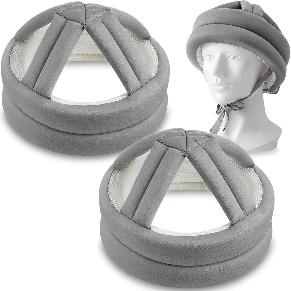 Woanger 2 Pcs Anti Fall Elder Head Safety Helmet for Adults Special Needs Thick Soft Protective Hat Adjustable Seniors Fall Prevention Head Protection Cap Elderly Helmet for Injury Protection (Gray)