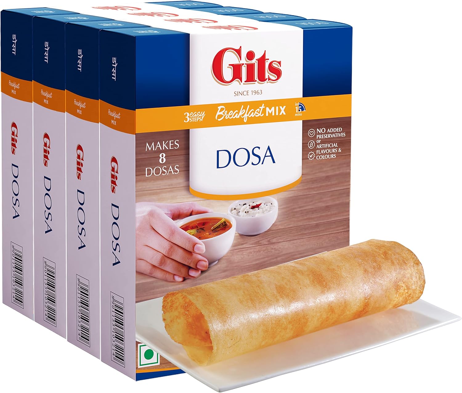 Gits Instant Rice Dosa Breakfast Mix, 800g (Pack of 4 X 200g Each)