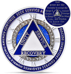 Unique Sparkly Diamond Sobriety Coin - 12 Steps Spin Triangle AA Coins - Clockwork Addiction Recovery AA Chips and Medallions - Celebrate 1-65 Prime Clean Alcoholics Anonymous Gifts for Men Women