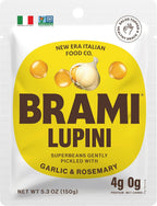 BRAMI Lupini Beans Snacks, Garlic & Rosemary | 7g Plant Protein, 0g Net Carbs | Vegan, Vegetarian, Keto, Plant Based, Mediterranean Diet, Healthy Snacks, Non Perishable, 5.3 Ounce (Pack of 1)
