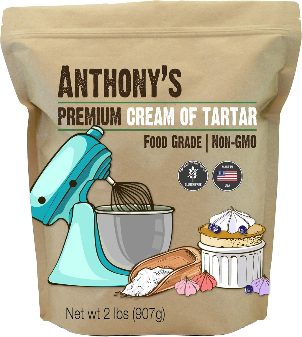 Anthony's Premium Cream of Tartar, 2 lb, Gluten Free, Food Grade, Non GMO, USP, FCC, Made in USA