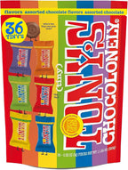 Tony’s Chocolonely Assorted Chocolate Candy Pieces, Belgian Milk & Dark Chocolate, Caramel Sea Salt, Almond Sea Salt, Honey Almond Nougat, Pretzel Toffee, Quality Fairtrade Cocoa, 36 Count, 11.28 Oz