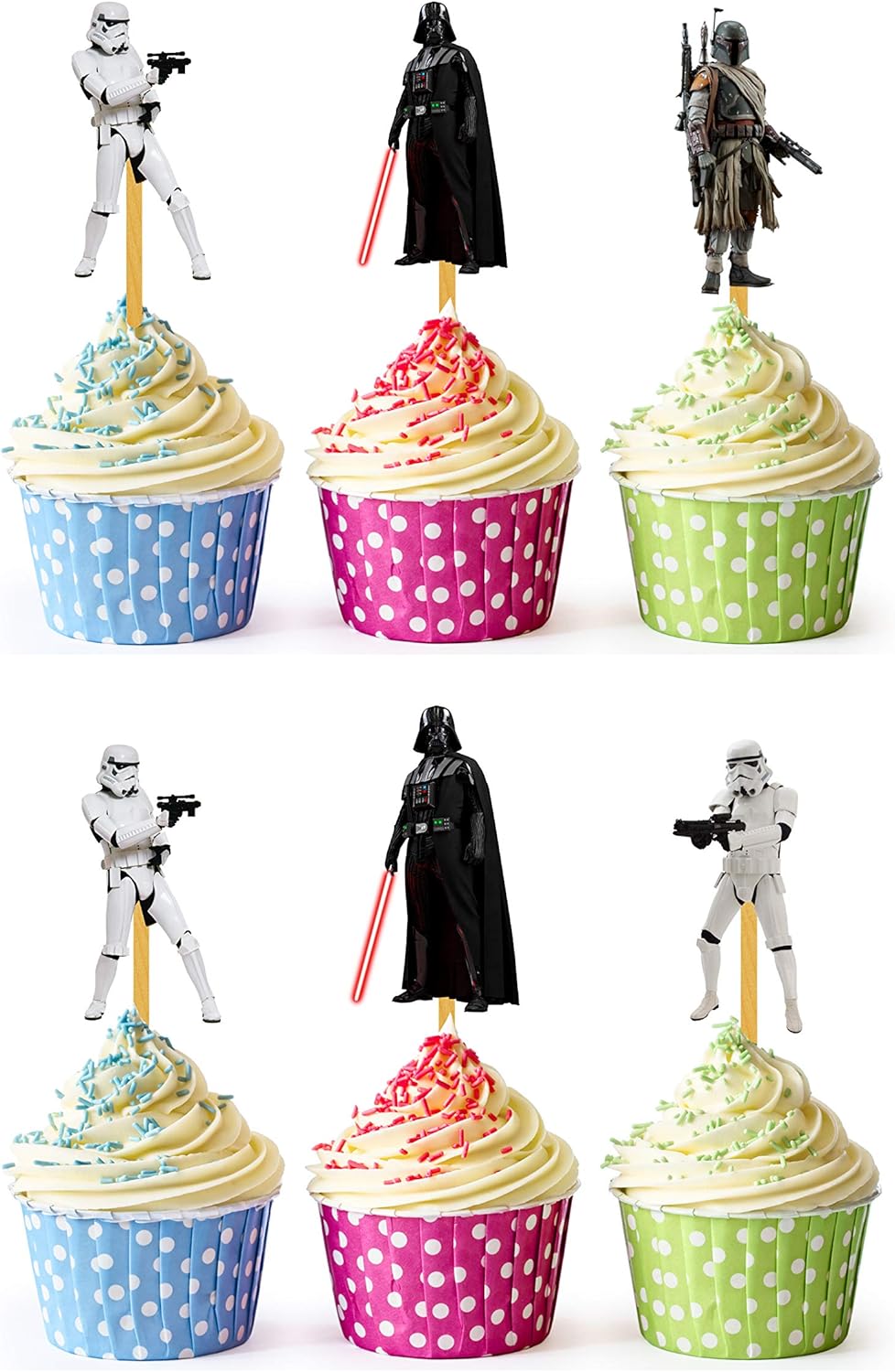 24x Galactic Space Cupcake Toppers – Durable Picks Happy Birthday Décor, Cupcake Decorations for Kids' Birthdays
